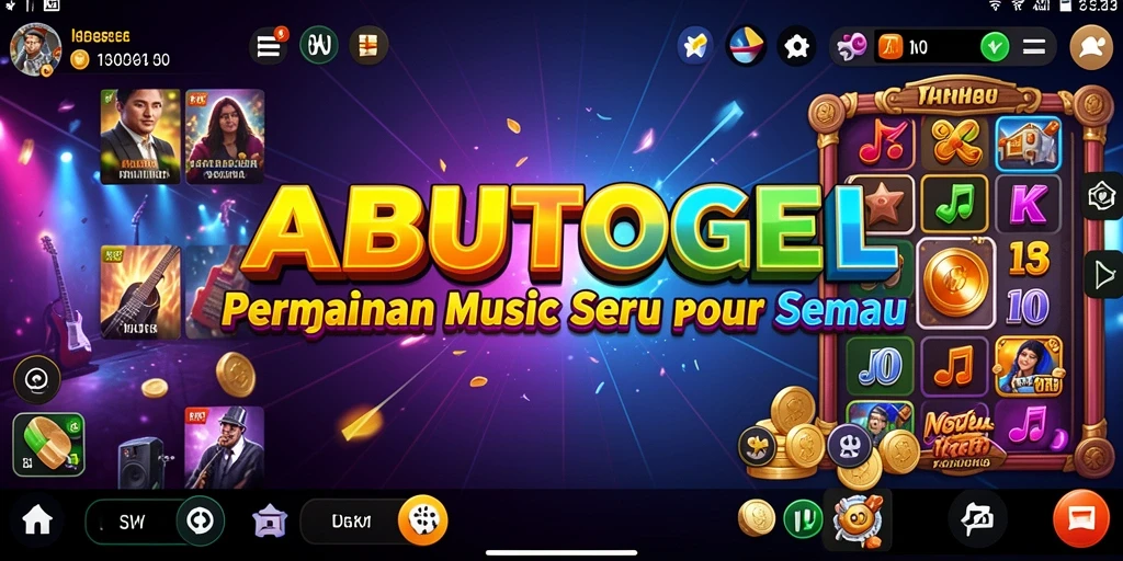 Tampilan gameplay seru di ABUTOGEL dengan berbagai lagu.