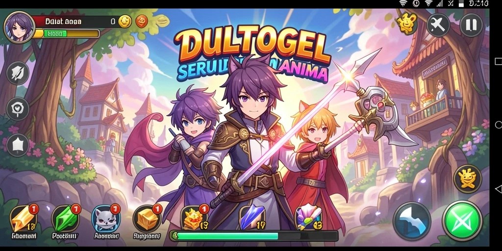 Screenshot dari gameplay DULTOGEL yang menampilkan karakter anime yang dinamis.