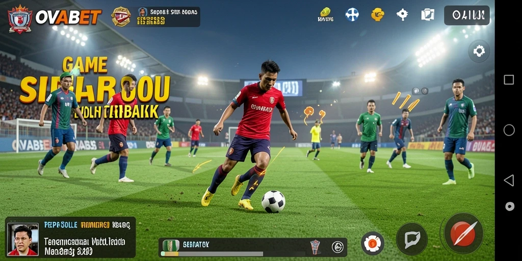 Tampilan gameplay realistis dalam <strong>OVABET</strong> saat pertandingan sepak bola.