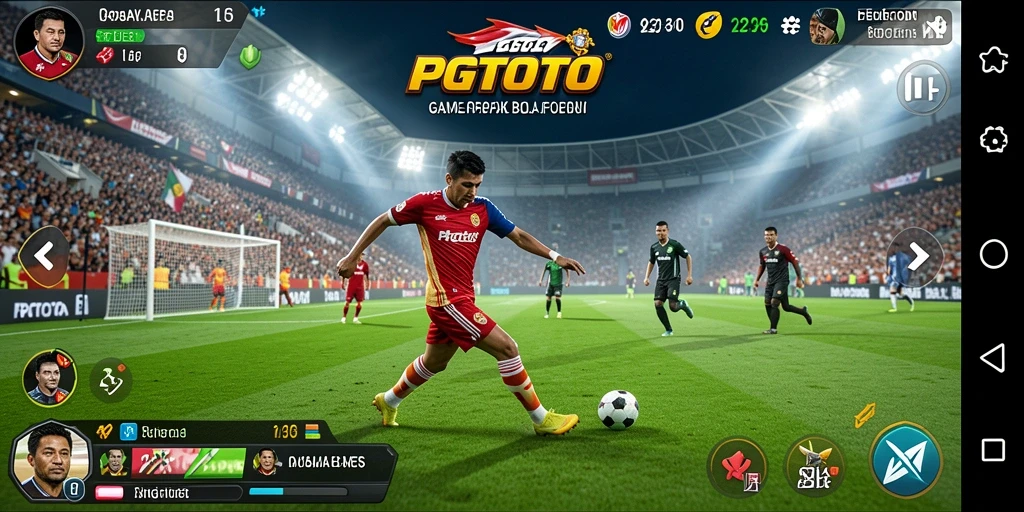Tampilan menarik dari gameplay sepak bola PGTOTO yang mendebarkan.