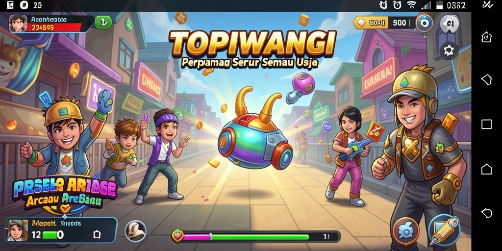 Screenshot gameplay TOPIWANGI menunjukkan aksi seru dalam permainan Arcade.
