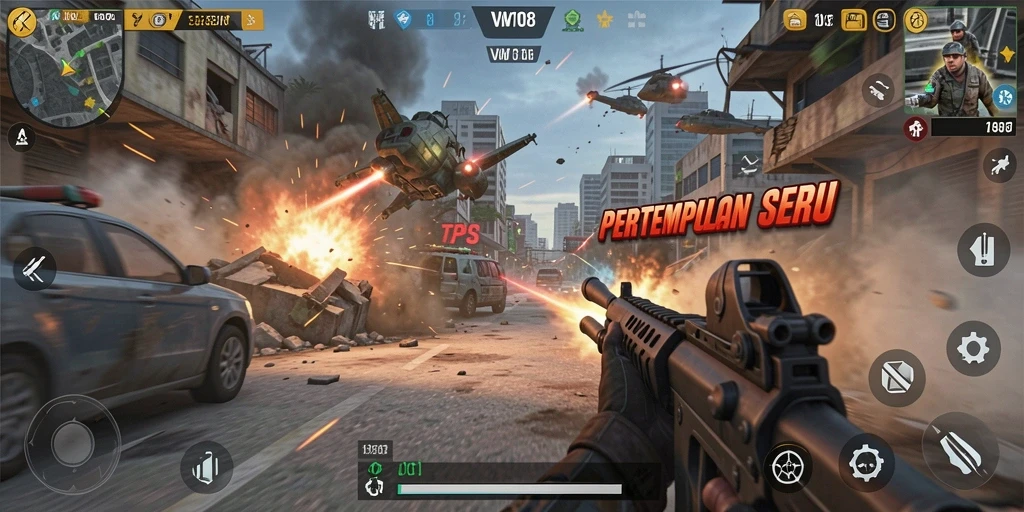 Gameplay VW108 dengan aksi menembak yang intens dan grafis mengagumkan.